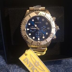 Invicta Gold-Tone Blue Dial Chronograph Watch